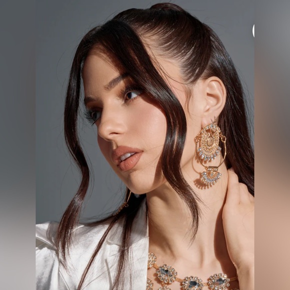 Akira Elegant Gold and Silver Hoop Earrings - Picture 4 of 15